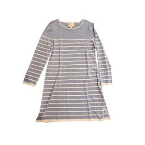 Sail to Sable STS Blue Stripe Nautical Long Sleeve knit Dress large coastal